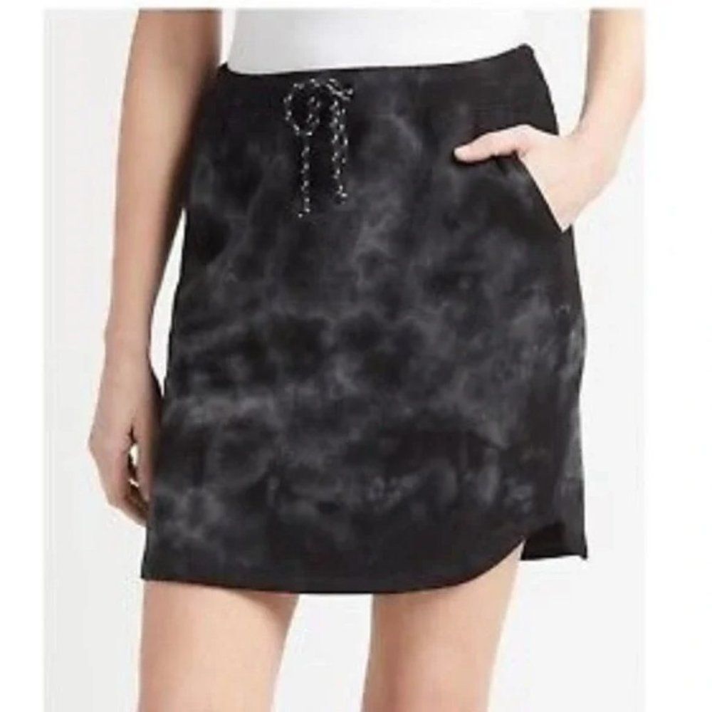 Sundry Drawstring Casual Pull On Skirt Black Gray Tie Dye Sz 0 XS